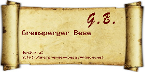 Gremsperger Bese névjegykártya